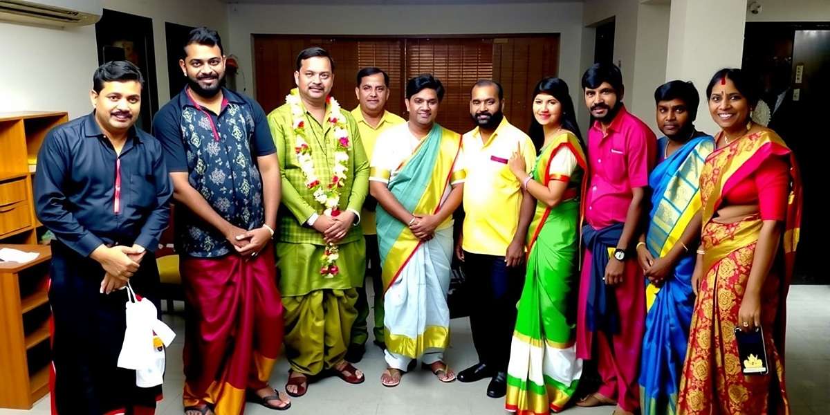 Kerala Kings Community Event Kerala Kings community meetup in Kochi with players dressed in traditional Kerala attire